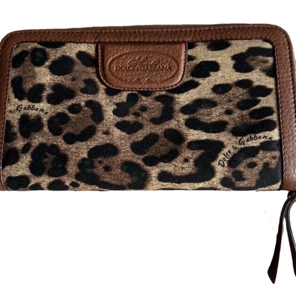 Dolce & Gabbana Brown and Black Leopard Zip Wallet